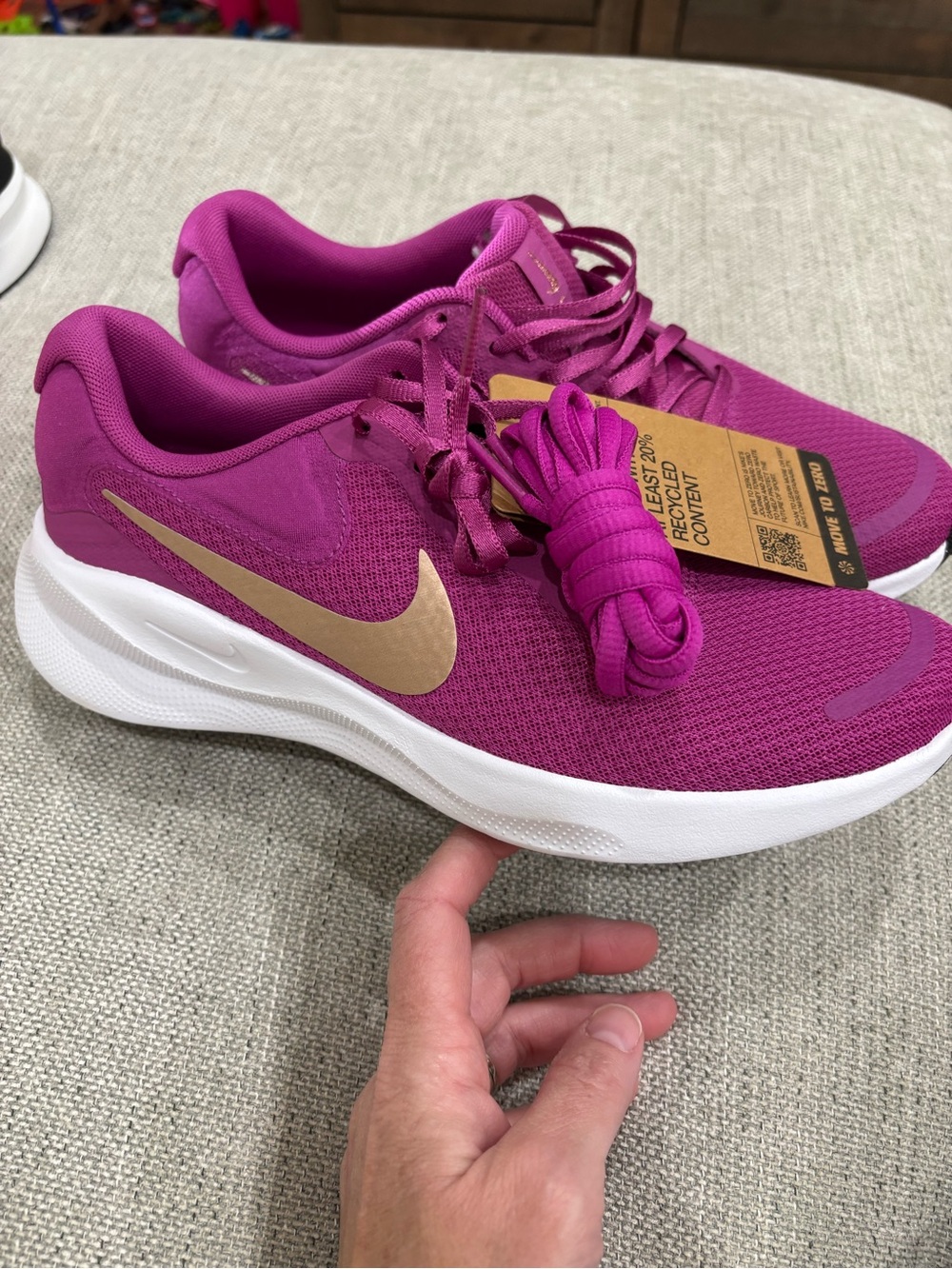 Nike Women's Magenta Running Sneakers with Gold Swoosh